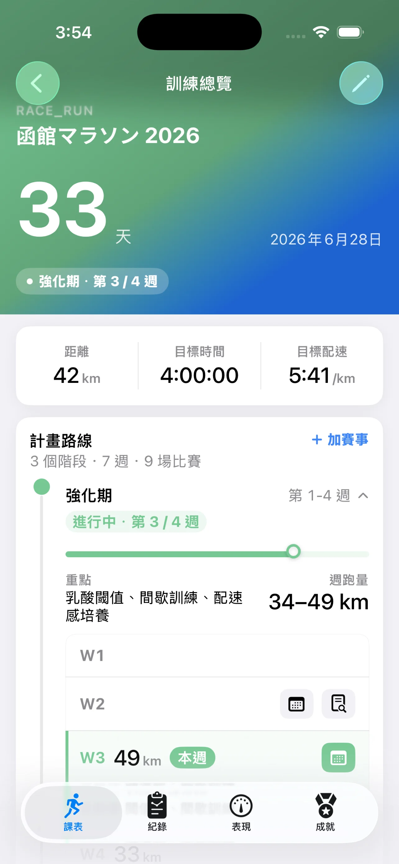 設定目標賽事