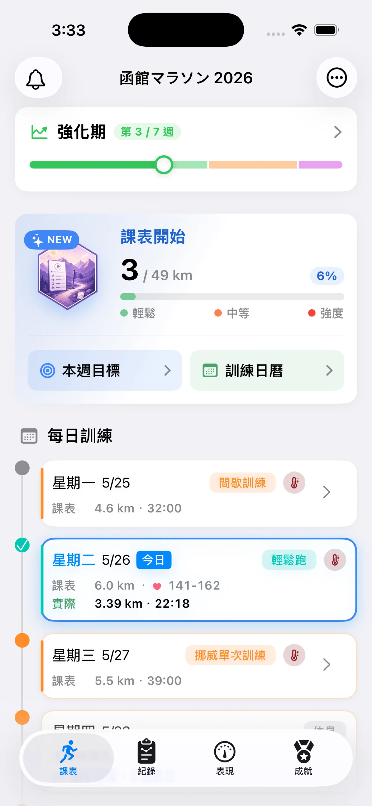 Paceriz App 週課表總覽